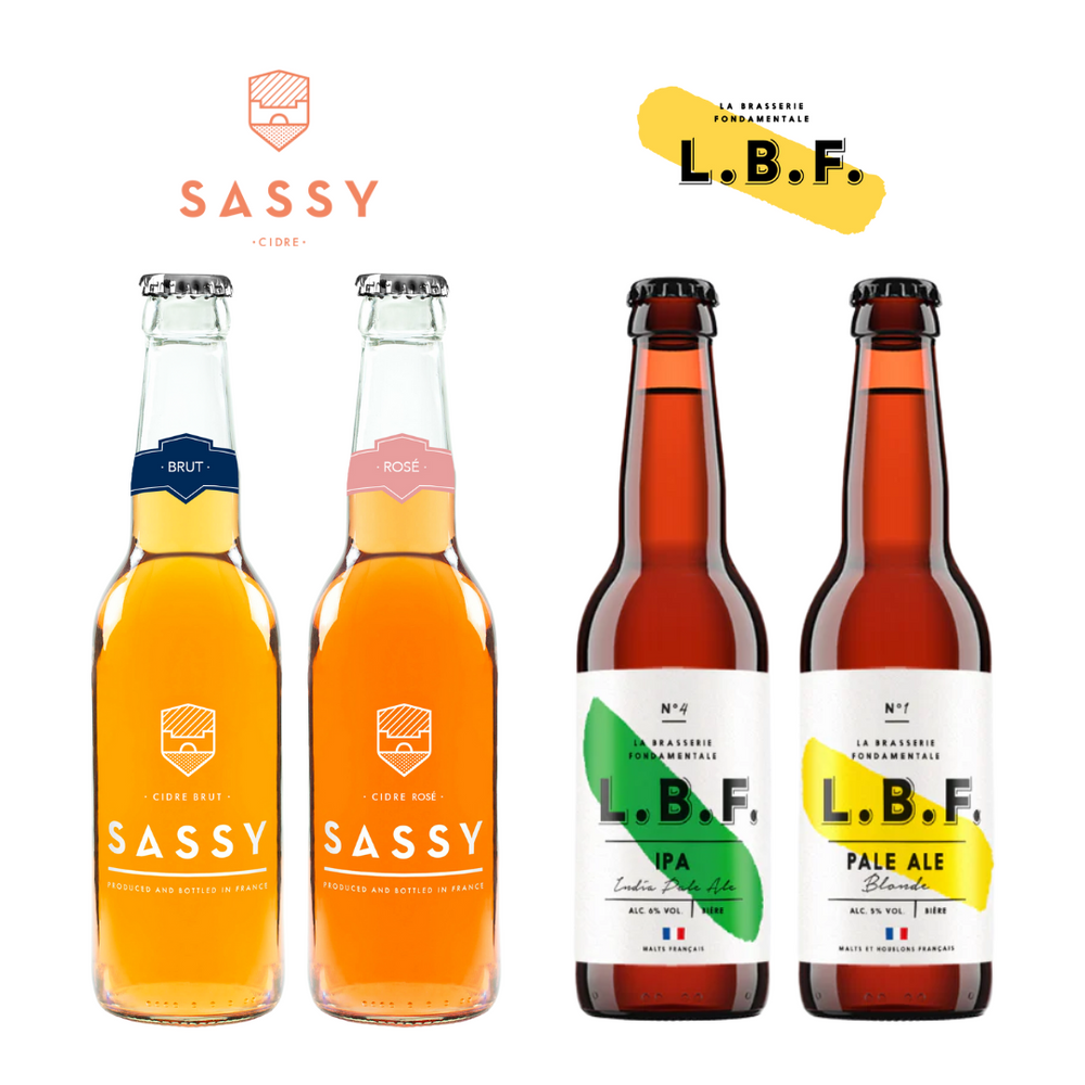 Caisse Mixte Sassy & LBF – 12 bouteilles de Cidres et Bières Artisanales Françaises (33 cl)